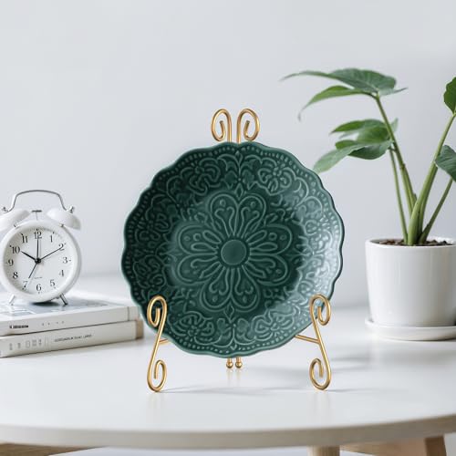 Gold Plate Stand, 10 Inch Decorative Holder for Displaying Platters, Heavy-Duty Metal Easel Stand for Picture, Photo Frame, Books and Round Objects, 1-Pack