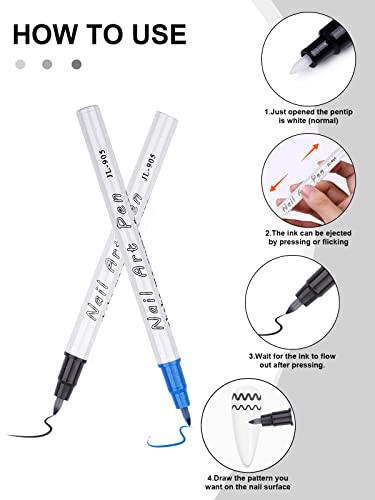 12 Color 3D Nail Art Pens Kalolary Nail Art Markers Graffiti Dotting Pen - color: E
