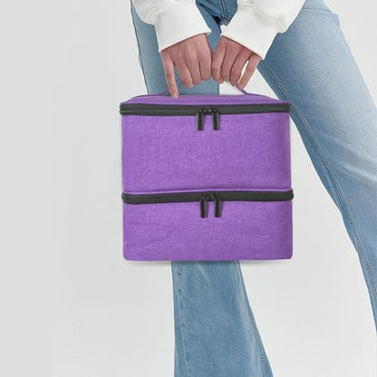 Buruis 2 Layer Nail Polish Bag, Nail Supplies Organizer, Purple | Dual Zippers, Adjustable Divider, Nail Dryer Storage, Fits 25 Bottles (15ML), Nail Tools Bag, Portable Manicure Case - color: Purple
