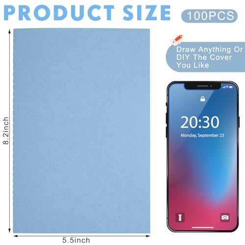 Mimorou 100 Pcs A5 Journals Notebooks Bulk,Light Blue,Lined - color: Light blue, style: Lined