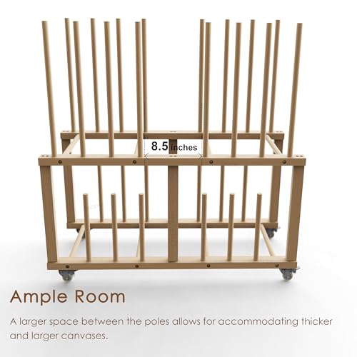Art Storage Rack, Art Canvas Storage, Art Drying Rack, Canvas Boards Rack Art Storage with Handle & Caster Wheels for Drawing Board, Panel, Paper Pad for - size: 16"D x 38.5"W x 39.5"H