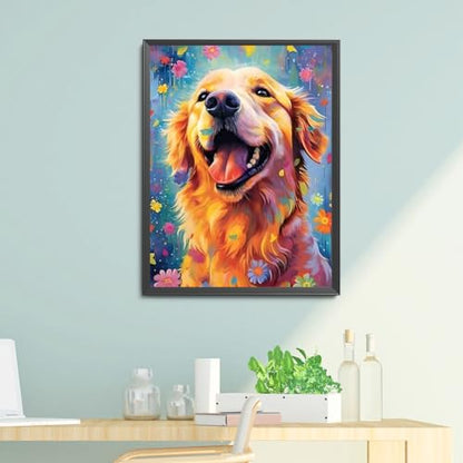 Golden Retriever Paint by Numbers Kit for Adults Beginner,Cute Dog Paint by Number Kit for Adults ,Adult Paint by Number Canvas with Paintbrushes and Acrylic Pigment 16x20 inch,Golden Retriever - color: Golden Retriever