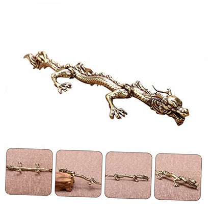 LIFKOME Dragon Pen Holder Desktop Ornament Antique Dragon Model Multi-Functional Calligraphy Brush Stand Unique Decorative Writing Rack for Home Office