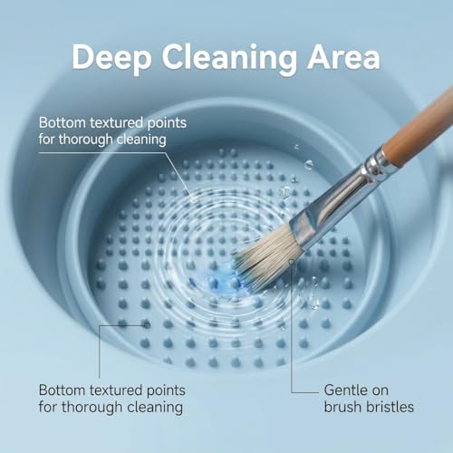 Paint Brush Cleaner Cup Foldable Silicone Brush Washer With Holder Dual Compartments For Watercolor Acrylic Oil Painting Art Supplies Portable Container For Artists Students Studio Travel Use