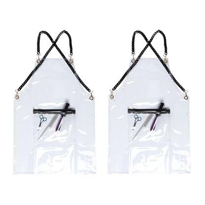 Hair Stylist Apron for Women - Waterproof Barber Nail Tech Apron Hairdresser Hairstylist Salon Aprons with Pocket - color: Transparent-2pack