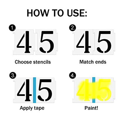 YEAJON 5 Inch Curb Stencil Kit 0-9 Address Number Stencils, 20Pcs Reusable 14 Mil Mylar Plastic Templates for Painting on Road, Wall, Wood, Mailbox - size: 5 Inch