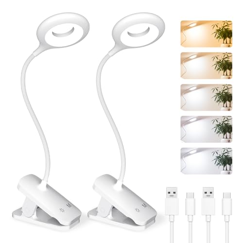 CUHIOY 2Pack Rechargeable Clip on Reading Light for Bed Headboard, White - color: White+White