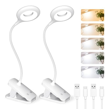 CUHIOY 2Pack Rechargeable Clip on Reading Light for Bed Headboard, White - color: White+White