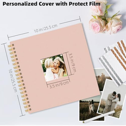 Vienrose Scrapbook Album Gift Set, 10x10 Inch, 40 White Pages, Pink - color: Pink, size: 10x10Inch 20Sheets 40Pages