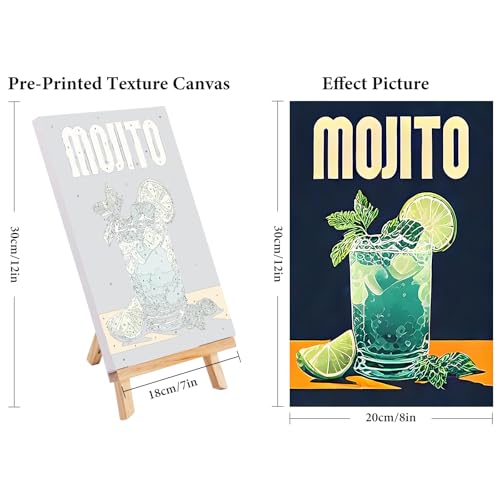 4 Pack Framed Paint by Numbers Kit for Adults Cocktail with Wooden Easel - color: FOP4P-13
