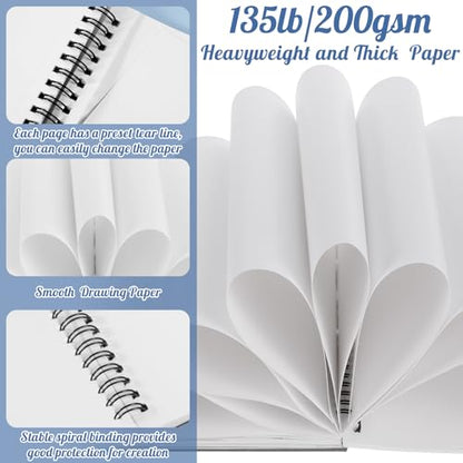 135lb/200gsm Marker Paper Pad, 8.3×8.9in Double Sided Bleedproof Sketch Pad, 30 Sheets Art Paper Spiral Sketchbook, Smooth Painting Coloring Alcohol Marker Paper for DIY, Gift | Acid-Free Smooth Paper, Bleed-Resistant, Spiral Bound with Tear Line, Lays Fl