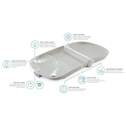 Contours Glow Motion Sensing Light Up Waterproof Wipeable Baby Diaper Changing Pad for Dresser or Table, Adjustable Brightness for Nighttime Change, Easy to Clean Surface, Soft & Comfortable Foam - style: Changing Pad