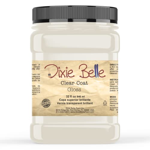 Dixie Belle Paint Company - Clear Coat Gloss (32oz) - Polyacrylic Topcoat | Glossy Finish Polyacrylic Topcoat - Chalk-Friendly Furniture Paint Finish - color: Gloss, size: 32 Fl Oz (Pack of 1)