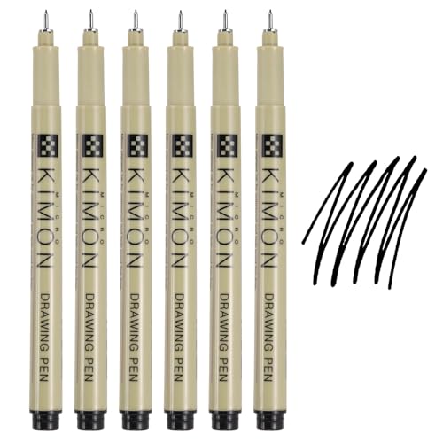 PATIKIL Fineliner Pens, 0.25mm Fine Points Drawing Pen Waterproof Inking Markers Liner Artist Watercolor Supplies Drawing Kit for Adult Sketching Journaling, Pack of 6 - style: 0.25mm Fine Points