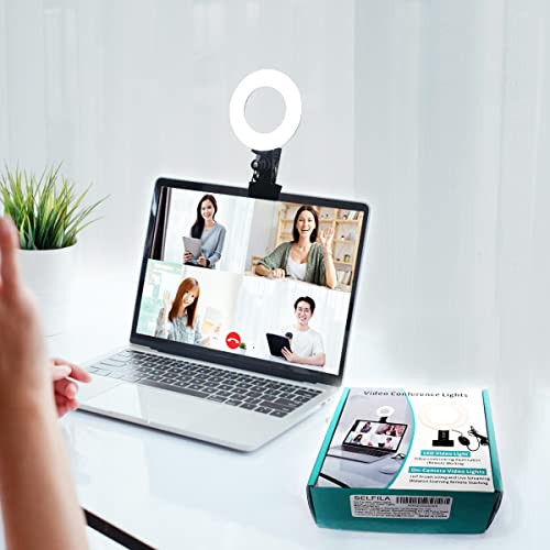 Selfila Ring Light 5 Inch USB Portable, 3200K-6500K Dimmable LED Clip on for Laptop Computer Monitor Phone, Content Creator Makeup Conference Selfie Video (Black) - color: Black