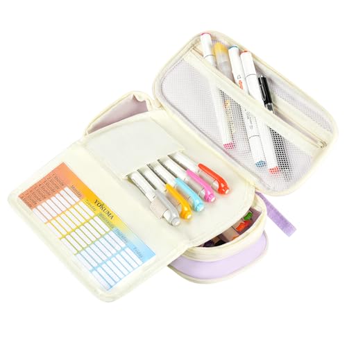 YOKUMA Cute Pencil Case for Girls Big Capacity Pencil Pouch Bag Box,Purple | Expandable,Cute,Durable Zipper,Lightweight,Aesthetic,Back to School Supplies Gift for Kids Students College Adults Preppy - color: Purple