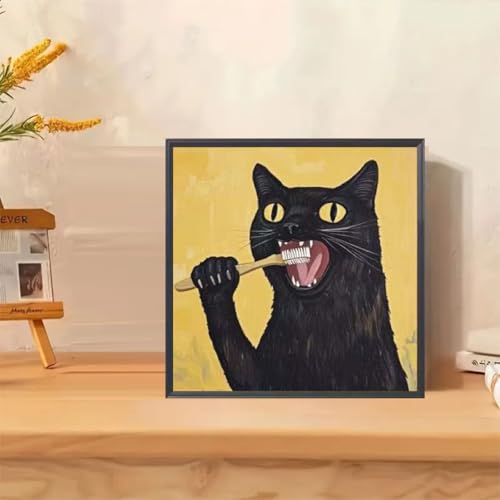 GEMFAMILY Paint by Numbers Kit for Adults Beginners, Animal Cat Adult Paint by Number Kits on Canvas,DIY Black Cat Digital Oil Number Painting Kits for Home Decor 16 X 16 inch - color: HL6659