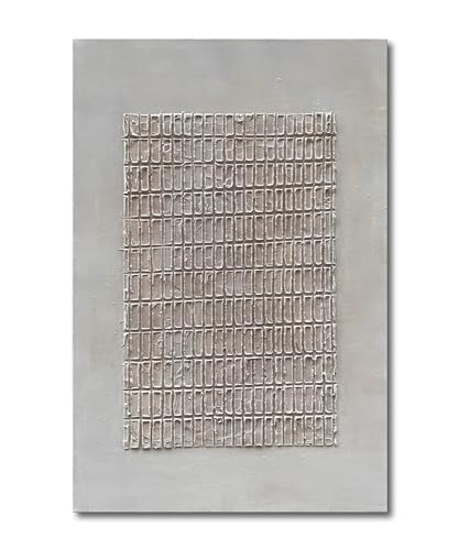 NANKAI Art Hand-painted white and brown texture abstract art oil painting contemporary minimalist style art wall decoration for home office corridor 45x30 inches - color: NKHB115