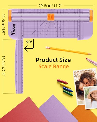 Firbon A5 Paper Cutter, Small Straight Paper Trimmer with Side Ruler | Purple Compact Design | Cuts Photo, Cardstock, Labels & Coupons | Portable Desktop Slicer | Scrapbooking & Craft Projects - color: A5-purple