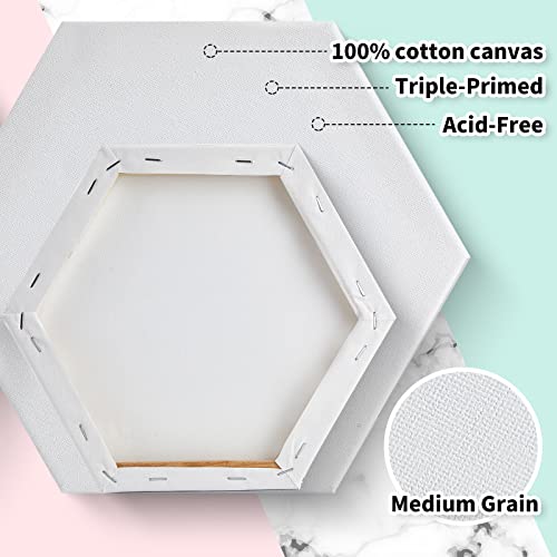 Thenshop 24 Pieces Stretched Canvas for Painting Bulk Blank Canvas Board, Square Round Hexagon Heart Shaped Frame for Kids Art Supplies for Acrylic Pouring Oil Painting(Hexagon) - style: Hexagon