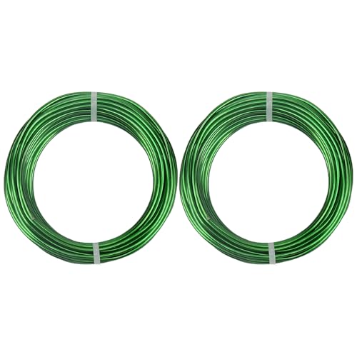 2 Rolls Aluminum Craft Wire, 9 Gauge (3mm) Flexible Metal Wire for Jewelry Making, 65.6 Ft (32.8 Ft/Roll) Bendable Armature Wire for Bonsai, Sculpting and DIY Crafts [Green] - size: 9Gauge 32.8Ft Each, style: Green