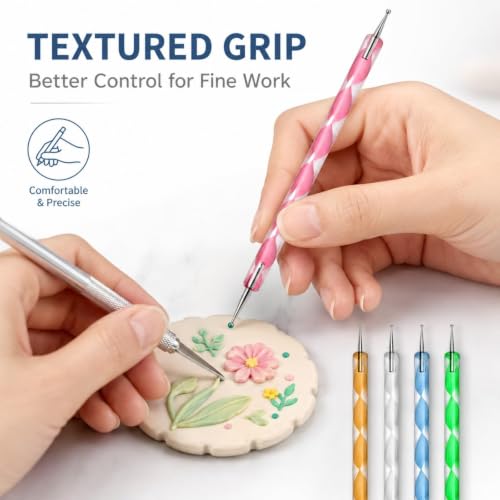 DIYOOHOMY 18 Pcs Polymer Clay Tools Kit, Rolling Pin with Thickness Rings - color: 14 Pcs