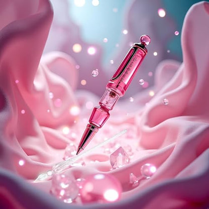 Handmade Glass Dip Pen,Glass Signature Pen,Crystal Vintage Dip Pen,for Writing, Drawing, Signatures, Calligraphy Pens Drawing Media,Painting, and Art Supplies (Pink)