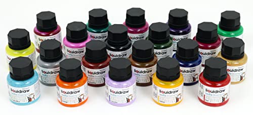 Liquidraw Waterproof Colored Drawing Ink with Dropper | 20 x 1.18 fl oz (35 ml) Bottles | Set of Assorted Colors | India Ink for Calligraphy, Pens & Dip Pens | Ideal for Drawing, Writing & Art Project - style: Set of 20 (Assorted Colours)