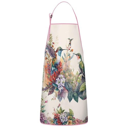 Apron with 2 Pockets,Kitchen Chef Artist Aprons for Cooking Gardening Baking Painting, Waterproof Apron 33" x 27" - color: Hummingbird
