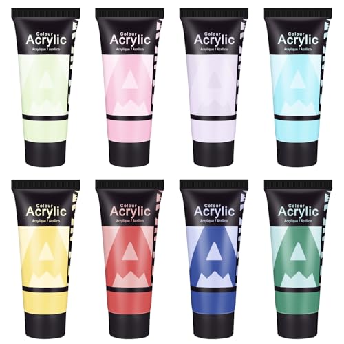AUREUO Pastel Acrylic Paint Set - 8 Vintage Spring Colors, 0.71 Fl Oz (21ml) Tubes for Floral Painting, Mother's Day Crafts, Home Décor, Non-Toxic High Pigment Artist Paints - color: 8 Pastel Colors, size: 0.71 Fl Oz (Pack of 8)