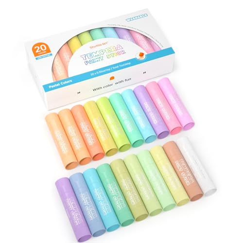 Shuttle Art Tempera Paint Sticks, 20 Pastel Colors, Solid Tempera Paint for Kids, Super Quick Drying, Works Great on Paper Wood Glass Ceramic Canvas - color: 20 Pastel Colors