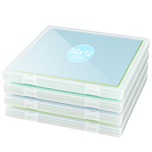 Denkee 12 x 12 Paper Storage, 4 Pack Scrapbook Paper Organizer Storage, Craft Organizers Box, Portable Storage Containers for Board Game, Craft, Art Supplies - style: 4 pack