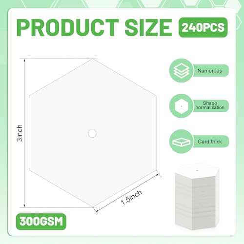 240 PCS Hexagon Piecing Paper Templates, 1.5" White Paper templates, Quilting Templates Accessories for DIY Patchwork Crafts and Sewing Supplies - size: 1.5 Inch- 240 pcs Hexagon