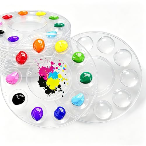 28Ps Clear Paint Tray Palettes Plastic for Kids to Put Cupcake,Art Painting - color: 28pcsclear
