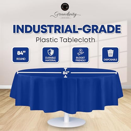 Plastic Table Cloth Disposable 6 Pack 84 Inches Round Table Cloths - color: Blue, size: 84 inches Round (Pack of 2)