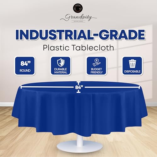 Plastic Table Cloth Disposable 6 Pack 84 Inches Round Table Cloths - color: Blue, size: 84 inches Round (Pack of 2)