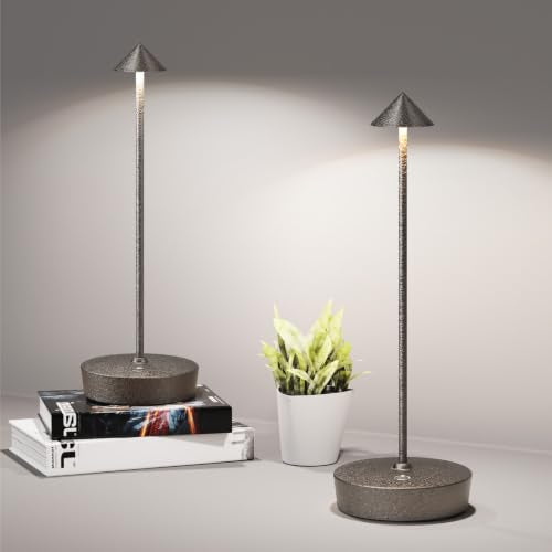 LED Cordless Table Lamps Rechargeable 6000mAh Battery Operated Desk Lamp | Outdoor Waterproof Portable 3 Color Touch Dimmable Table Light for Patio Restaurant Dining Home Set of 2 Glacier Khaki - color: 2Pack Glacier Khaki