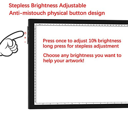DONPODER A3 Light Pad,LED Light Board for Diamond Painting,Tracing&Drawing | 5500 Lux Bright Light,10 Brightness Levels,9-Level Adjustable Stand,Side Buttons Prevent Accidental Touches,USB-C Connection - size: A3-1color-with stand
