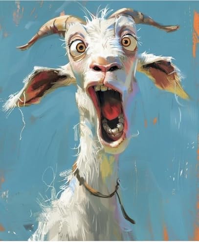 FunLynJoy Paint by Numbers for Adults Beginner, Funny Animals Paint by Numbers Funny Pet 16 x 20 Inch (Goat) - color: Goat