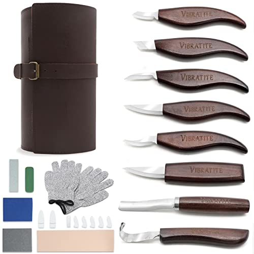 VIBRATITE Deluxe Wood Carving Kit, 15 PCS Wood Carving Tools for Beginners - color: 15pcs