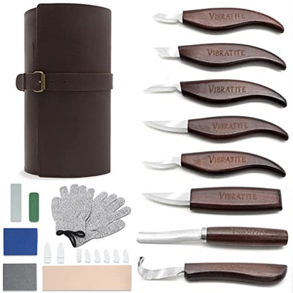 VIBRATITE Deluxe Wood Carving Kit, 15 PCS Wood Carving Tools for Beginners - color: 15pcs