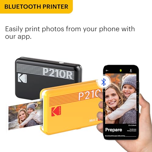 KODAK Mini 2 Retro 4PASS Portable Photo Printer (2.1x3.4 inches) + 8 Sheets, Black - color: Black, size: Printer + 8 Sheets