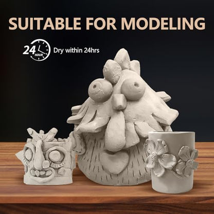 VIBRATITE 10LB Air Dry Clay, White Modeling Clay for Pottery & Sculpting | Easy to Shape for Hand Building, Wheel Throwing, DIY Crafts, Classroom Art Projects, Ideal for Beginners & Artists - color: White