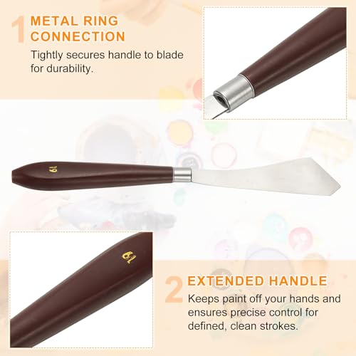 HARFINGTON Palette Knife Painting Tool 3.7" x 0.94" Stainless Steel | Art Spatula, Pallet Knives Scrapers Tools, with Plastic Handle, for Acrylic Oil Canvas Mixing Spreading, Red/Silver