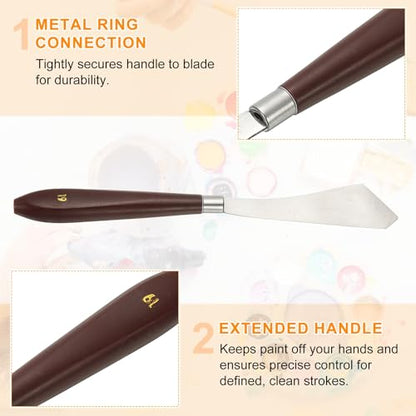 HARFINGTON Palette Knife Painting Tool 3.7" x 0.94" Stainless Steel | Art Spatula, Pallet Knives Scrapers Tools, with Plastic Handle, for Acrylic Oil Canvas Mixing Spreading, Red/Silver