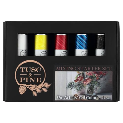 Tusc & Pine Artist Oil Paint - 40 ml Set of 5 - Mixing Colors - Non-Yellowing, Rich & Creamy Consistency, Maximum Pigment Load, Small Batch Milled Oil Paints Developed for Professional Artists - color: Mixing Colors, size: 6.75 Fl Oz (Pack of 1)