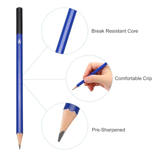 PATIKIL 2H Drawing Pencils for Sketching, 24PCS Sketch Pencils for Drawing Art Pencils Graphite Wood Pre-sharpened for Drawing Sketching Artists, 2H Pencils - style: 2H