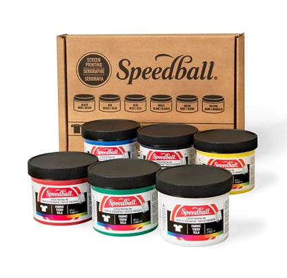 Speedball Fabric Screen Printing Ink Starter Set, 6-Colors, 4 Fl Oz for T-Shirt and Silkscreen Printmaking