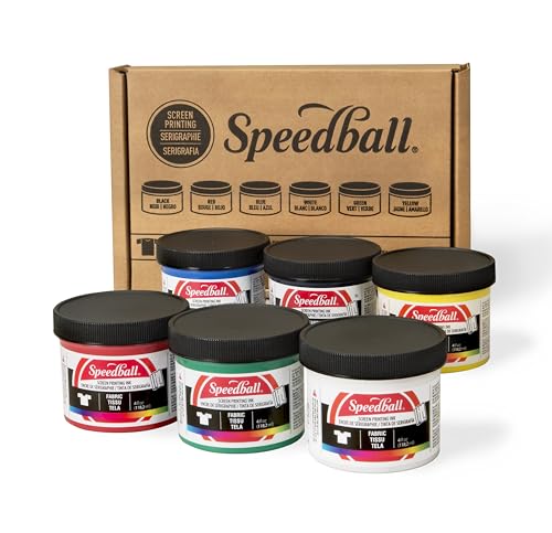 Speedball Fabric Screen Printing Ink Starter Set, 6-Colors, 4 Fl Oz for T-Shirt and Silkscreen Printmaking