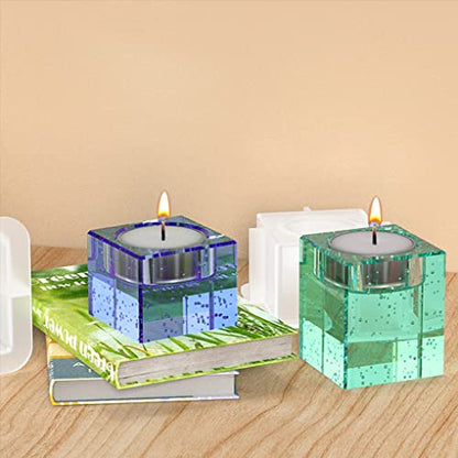 3Pcs CandleResin Molds, Square Candle Holder Silicone Molds for Tealight Holder Epoxy Resin Casting DIY Plaster,Cement Concrete Craft Home Decor
